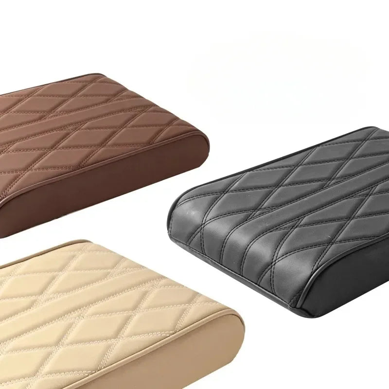 Center Console Arm Rest Protection Cushion Car Armrest Mat Wave Embroider PU Leather Auto Armrests Storage Box Cover Pad