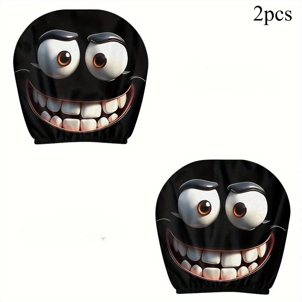 2pcs Smiley Face Printed Car Pillowcase Soft Comfortable Decorative Cushion Cover Aut alternate view