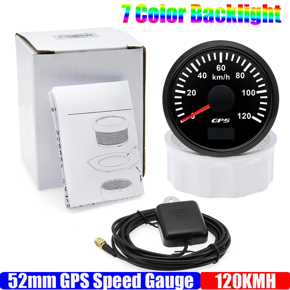 GPS Speedometer Gauge 52mm | 7 Color Backlight GPS Meter for Car Marine Boat 12V 24V alternate view
