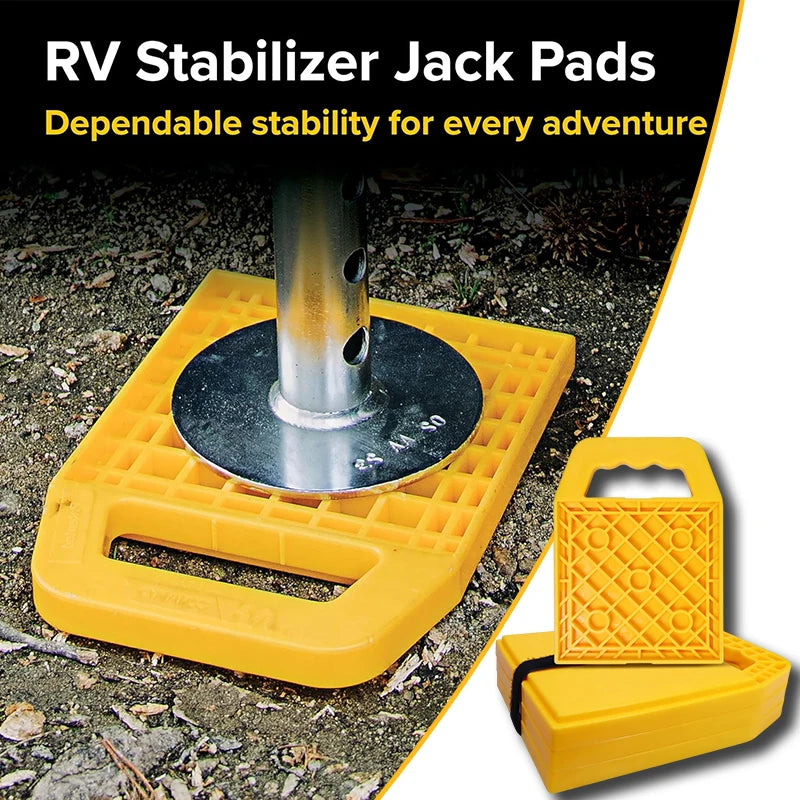 4 Pack Camper RV Leveling Stabilizer Jack Pads with Handle Support Blocks for Travel Trailers Camper