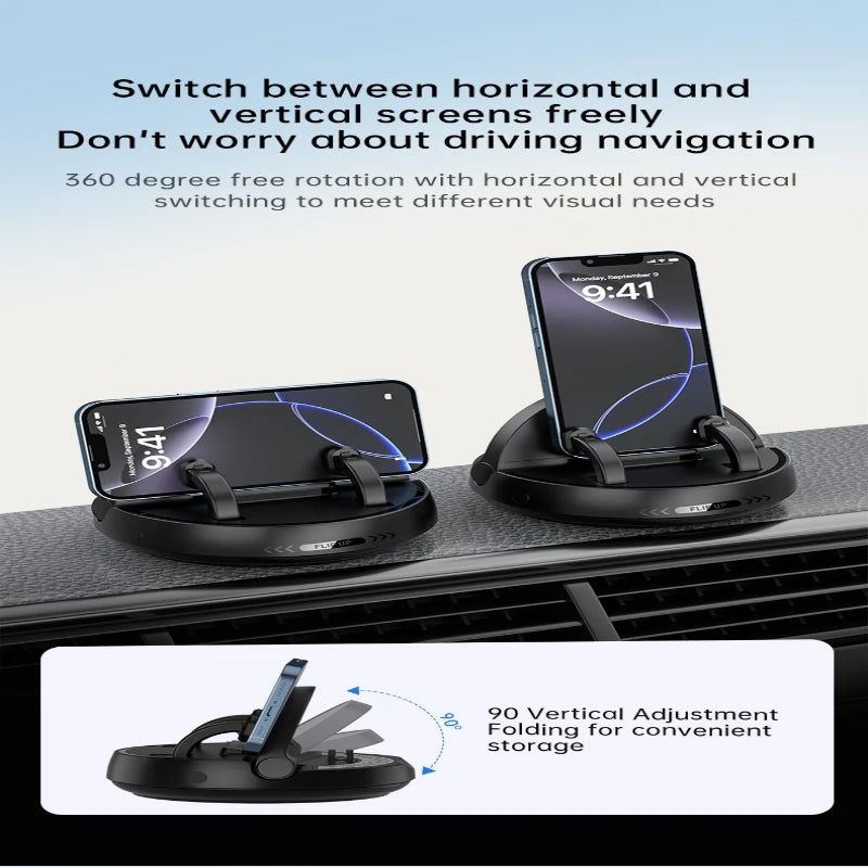 Lcars Car Dashboard 360-Degree [Rotating Phone Holder] with Parking Number Plate, Adjustable Front and Rear Dual-Use Phone Holder, Suitable for Smartphones