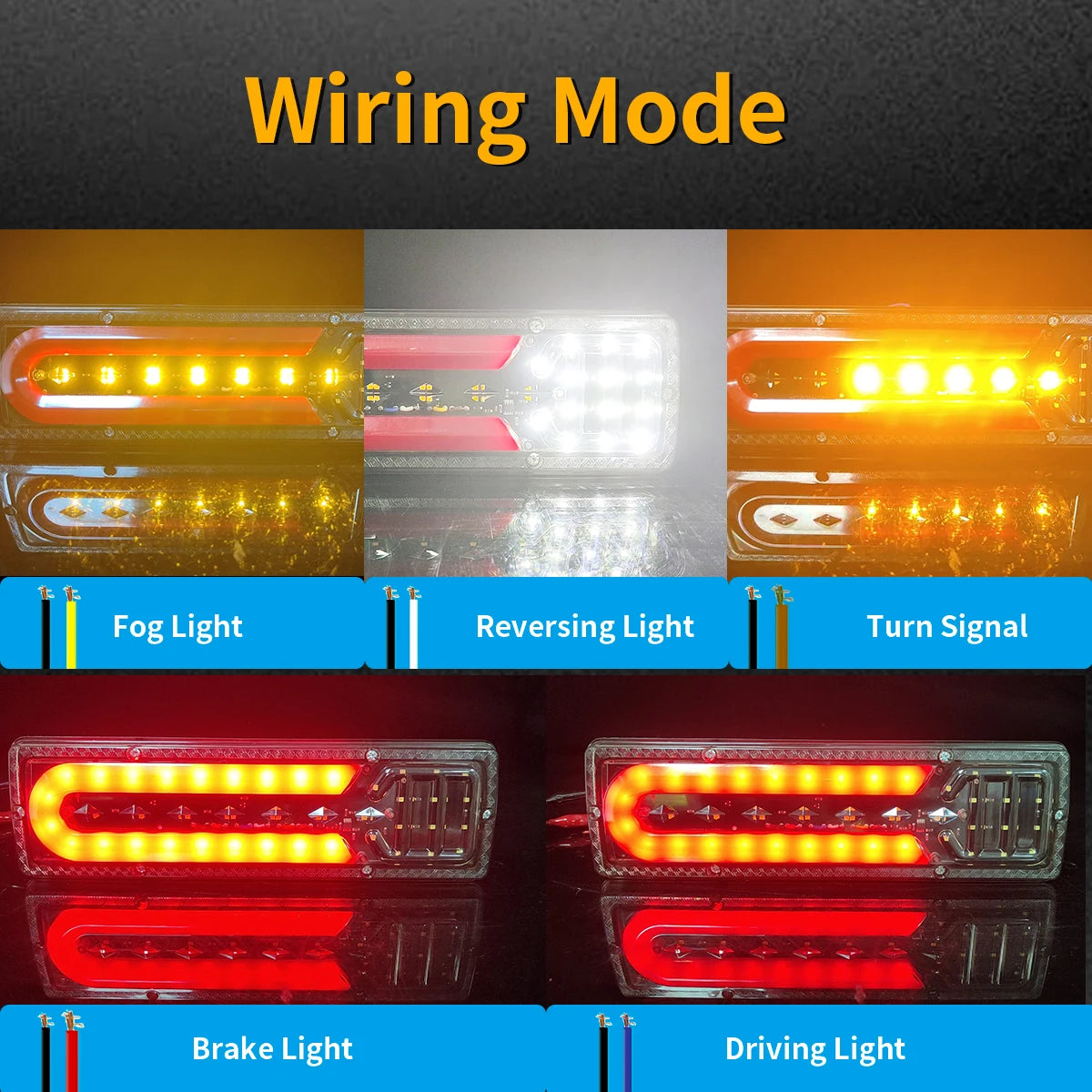 2 Pcs LED Tail Lights with Turn Signals Brake Lights and Reverse Lights | Universal F lifestyle view