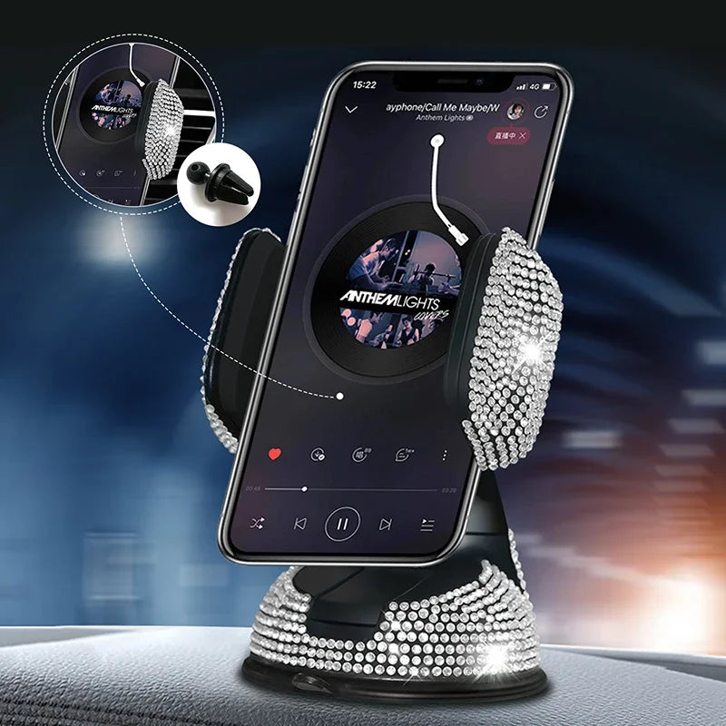 2024 Diamond Cell Phone Holder for Car Phone Mount Pink Flexible Table Stand Mount Bl lifestyle view