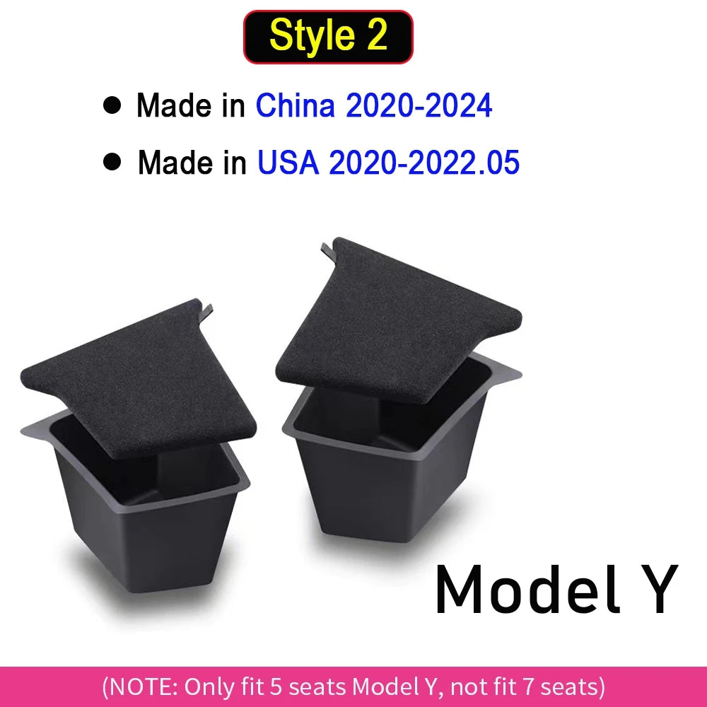 Tesla Model Y Juniper Rear Trunk Side Storage Box | TPE or Flocking Trunk Organizer Bin detail view