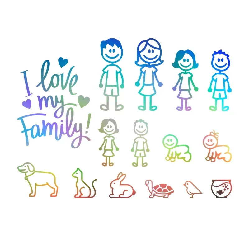 Car Sticker Interesting Family  Automobiles Motorcycles Window Waterproof Sun Protection Decal PVC Decorative Goods,20cm/25cm/30