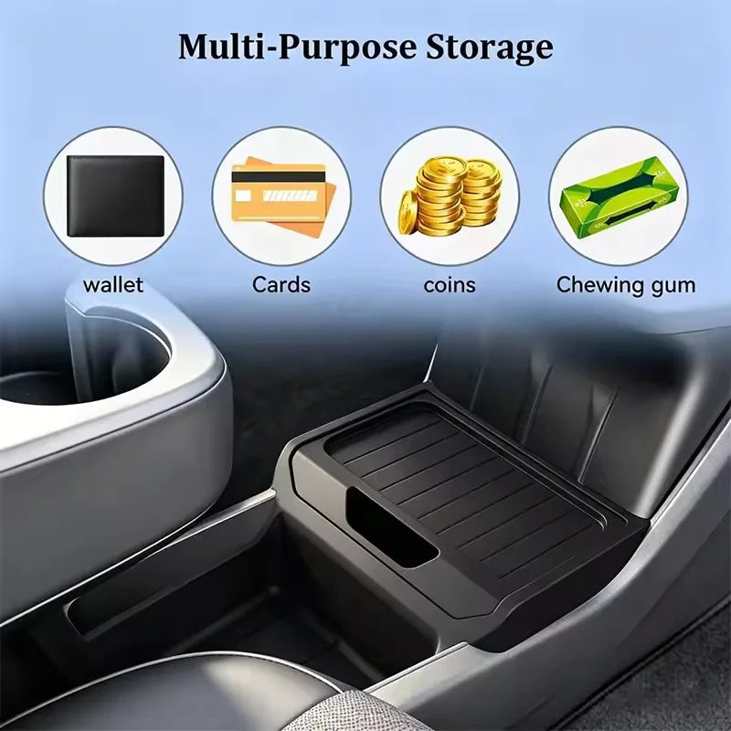 for Tesla Model Y Standard 2026 Accessories Center Console Storage Organizer Box Armrest Box Storage Tray Protection Mat