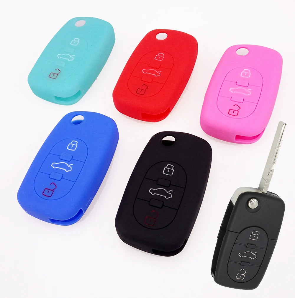 Silicone Key Fob Cover for Audi 3 Button Flip Key