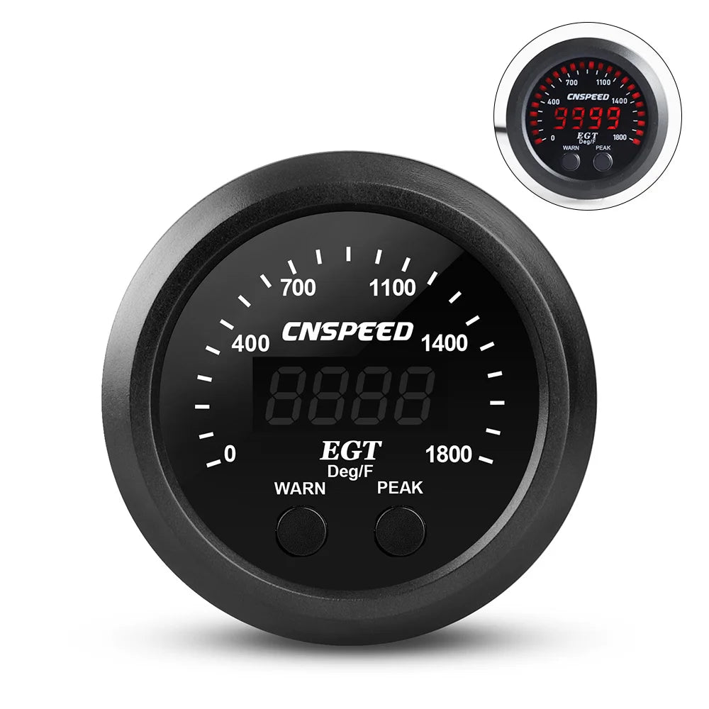 2'' 52MM Car Digital Exhaust Meter | 15psi Fuel Pressure Gauge with Water Temperature close-up view