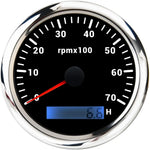 85mm Tachometer with LCD Hour Meter | 7 Color LED Backlight for Marine Boat Car additional angle