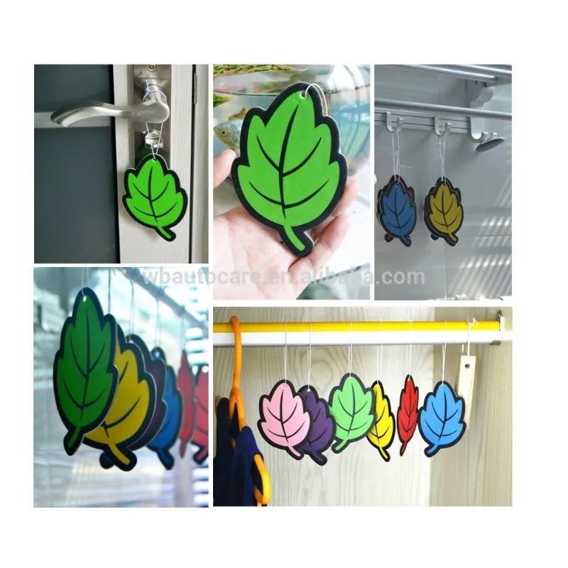 Car Air Freshener Natural Scented Tea Paper Auto Hanging Leaf Shape One-piece Car Decoration Perfume Tablets Freshener 48PCS