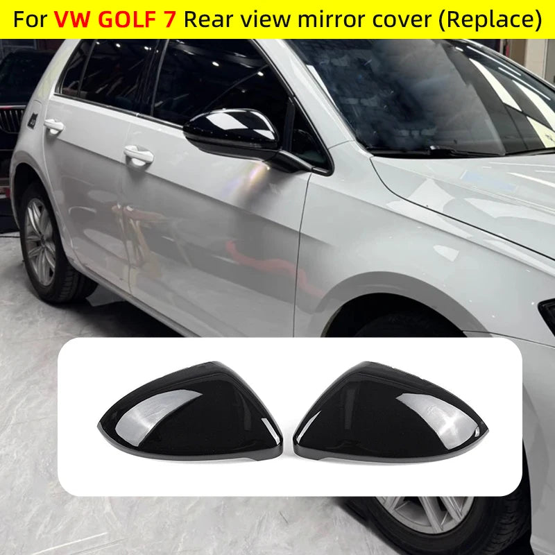 Rear View Mirror Cover Original car replacement For VW Golf 7 MK7 7.5 GTI For Touran 2012-2020 Bright Black Mirror Case Car Acce