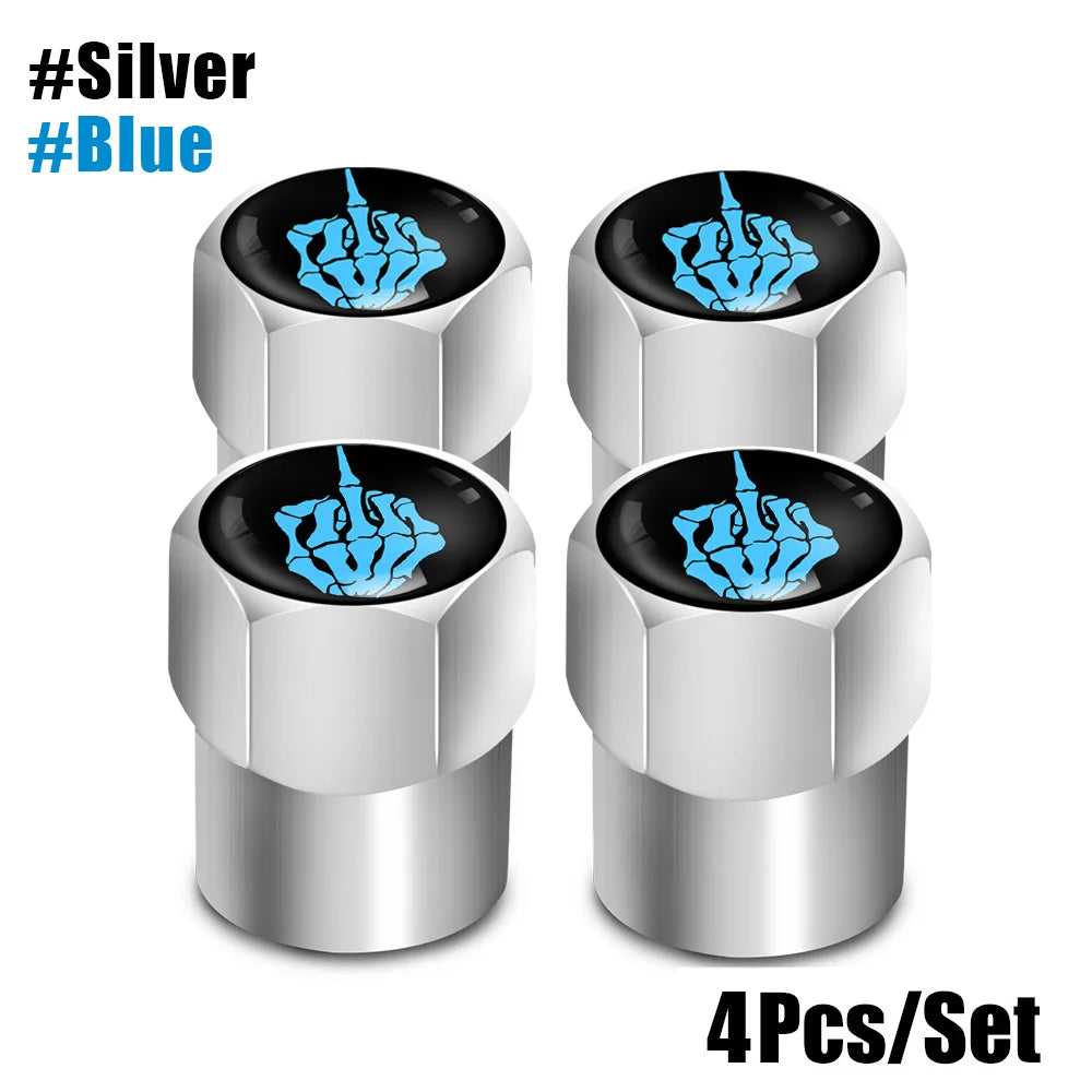 Red Skull Valve Stem Caps | 4-Pack Aluminum Alloy Tire Valve Covers for Cars, Trucks, alternate view