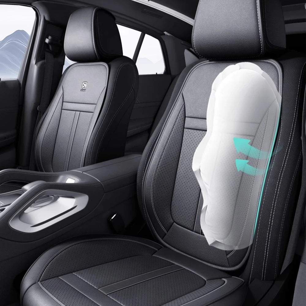 Nappa Leather Car Seat Cover Anti-Slip and Full Wrap Driver Car Seat Protector Mat Fr lifestyle view