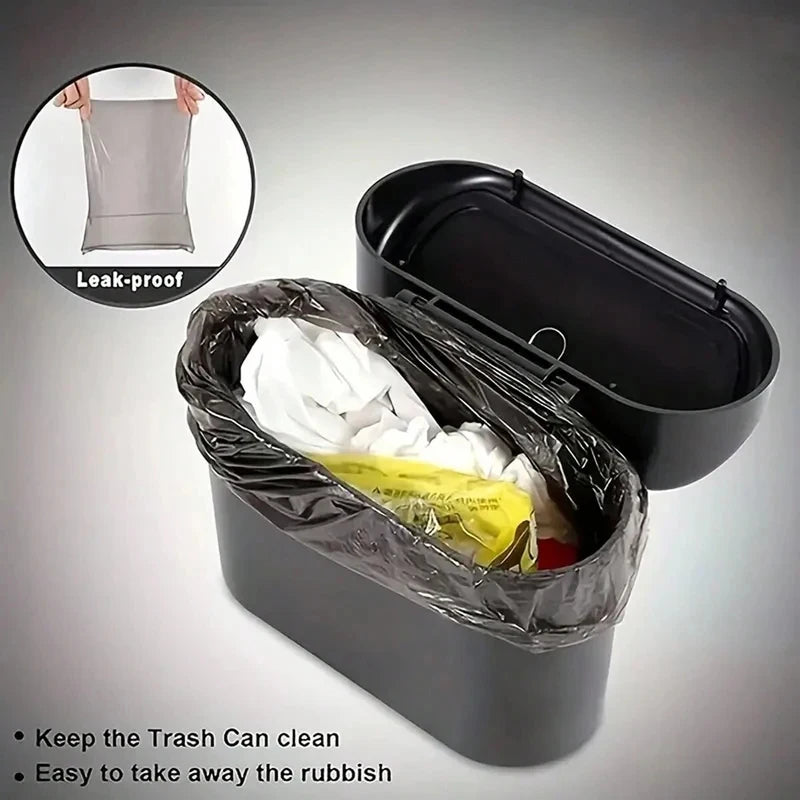 Car Trash Can with Lid, 4 Rolls of Garbage Bag close-up view