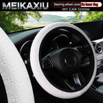 Women's Star-Embossed 3D PU Leather Car Steering Wheel Cover Rimless Auto Accessory Co close-up view