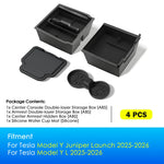 Heenvn For Tesla Model Y Juniper 2025 2026 Model YL Car Center Console Armrest Double-layer Storage Box Water Cup Mat Organizer