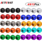 AUTCOAT Aluminum Tire Valve Caps | Dice Wheel Stem Dust Cover for Car Truck Motorcycle Bike