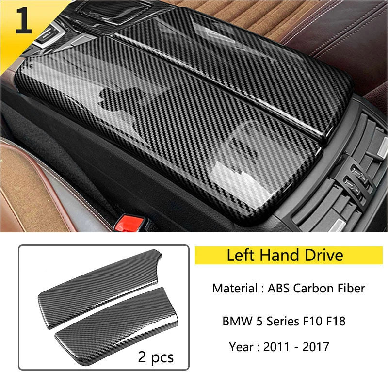 For BMW 5 Series F10 F11 520i Carbon Fiber Central Armrest Box Cover Storage Box Gear Position Panel Decoration Cover Auto Parts