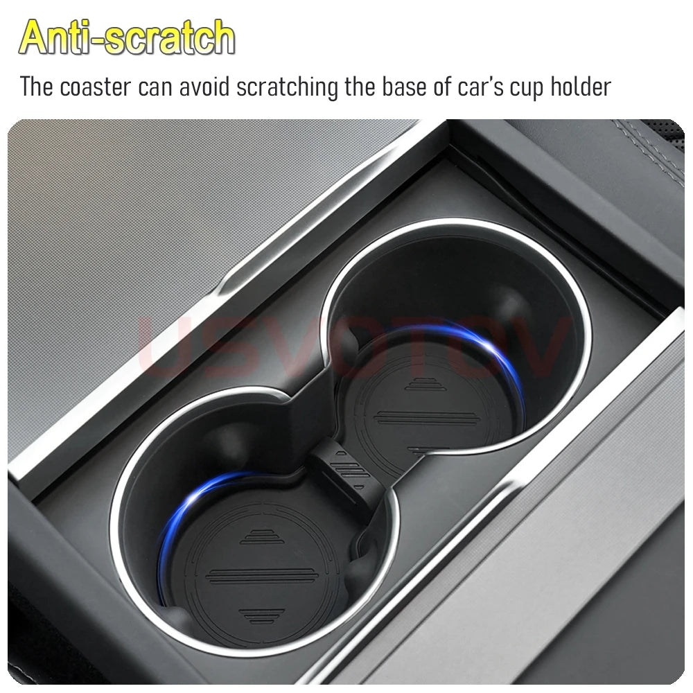 Tesla Cup Holder Insert & Armrest Box Organizer – TPE Center Console Protector for Mo lifestyle view