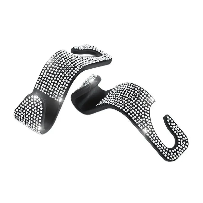 Rhinestone Car Seat Back Hook Bling Diamond Hanger Auto Back Universal Headrest Mount St detail view