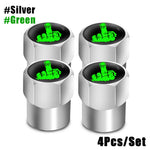 Red Skull Valve Stem Caps | 4-Pack Aluminum Alloy Tire Valve Covers for Cars, Trucks, lifestyle view