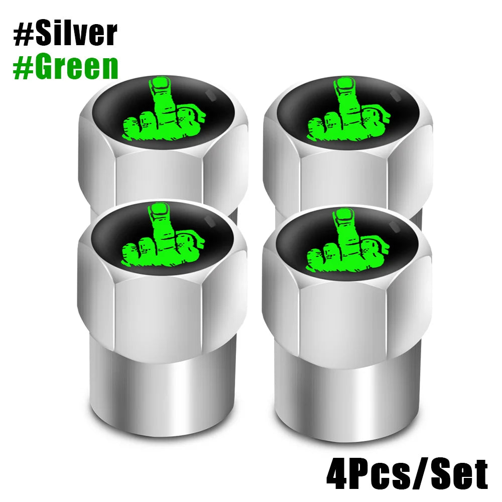 Red Skull Valve Stem Caps | 4-Pack Aluminum Alloy Tire Valve Covers for Cars, Trucks, lifestyle view