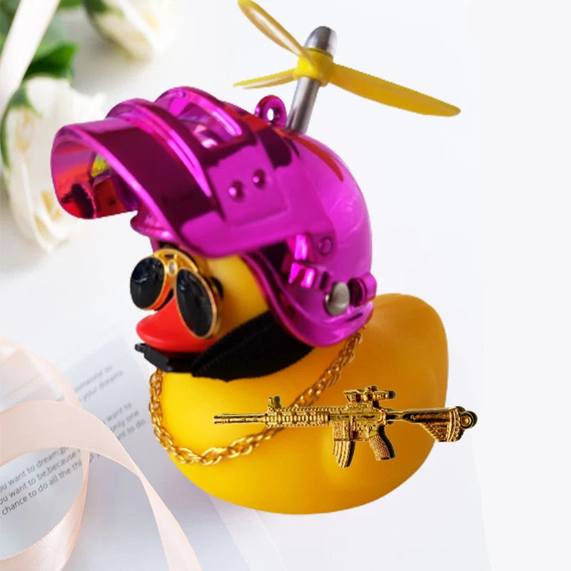 Motor Accessories Yellow Duck with Helmet for Bike Without Lights Auto Car Accessor additional angle