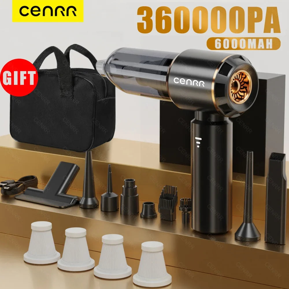 CENRR 360000PA Cordless Car Vacuum Cleaner | Powerful Handheld Portable Vacuum for Car and Home