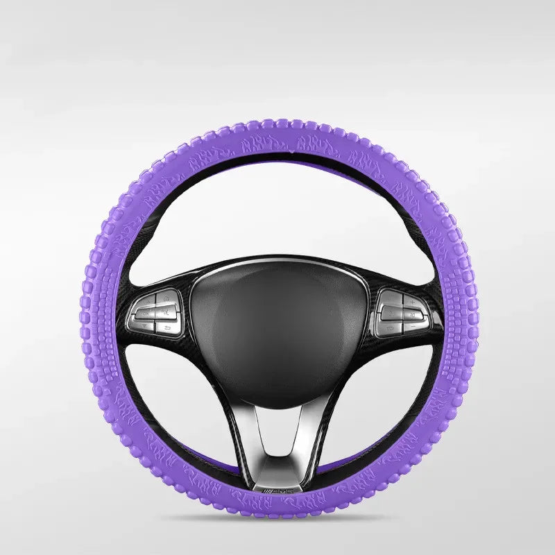 Universal Elastic Car Silicone Steering Wheel Cover Tire Texture Soft No Inner Ring S lifestyle view