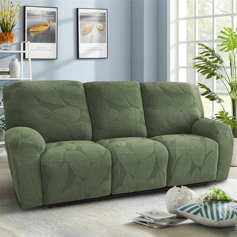 1/2/3 Seater Split Recliner Sofa Covers Solid Color Elastic Chair Cover with Side Pocket Removable Armchair Slipcover for Home