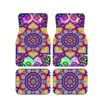 Red Bohemian Paisley Print Car Floor Mats 4Pcs Universal Anti-Slip Auto Carpet Interior detail view