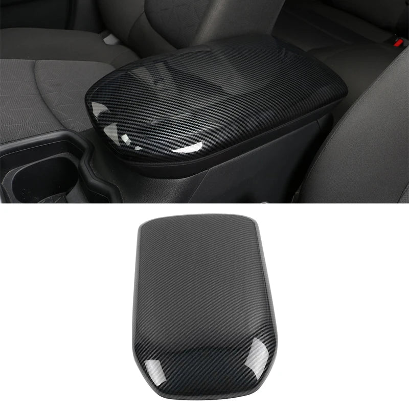 Carbon Fiber Car Central Console Armrest Box Cover Trim For Toyota RAV4 XA50 2019 2020 2021 2022 2023 2024 Hybrid Accessories