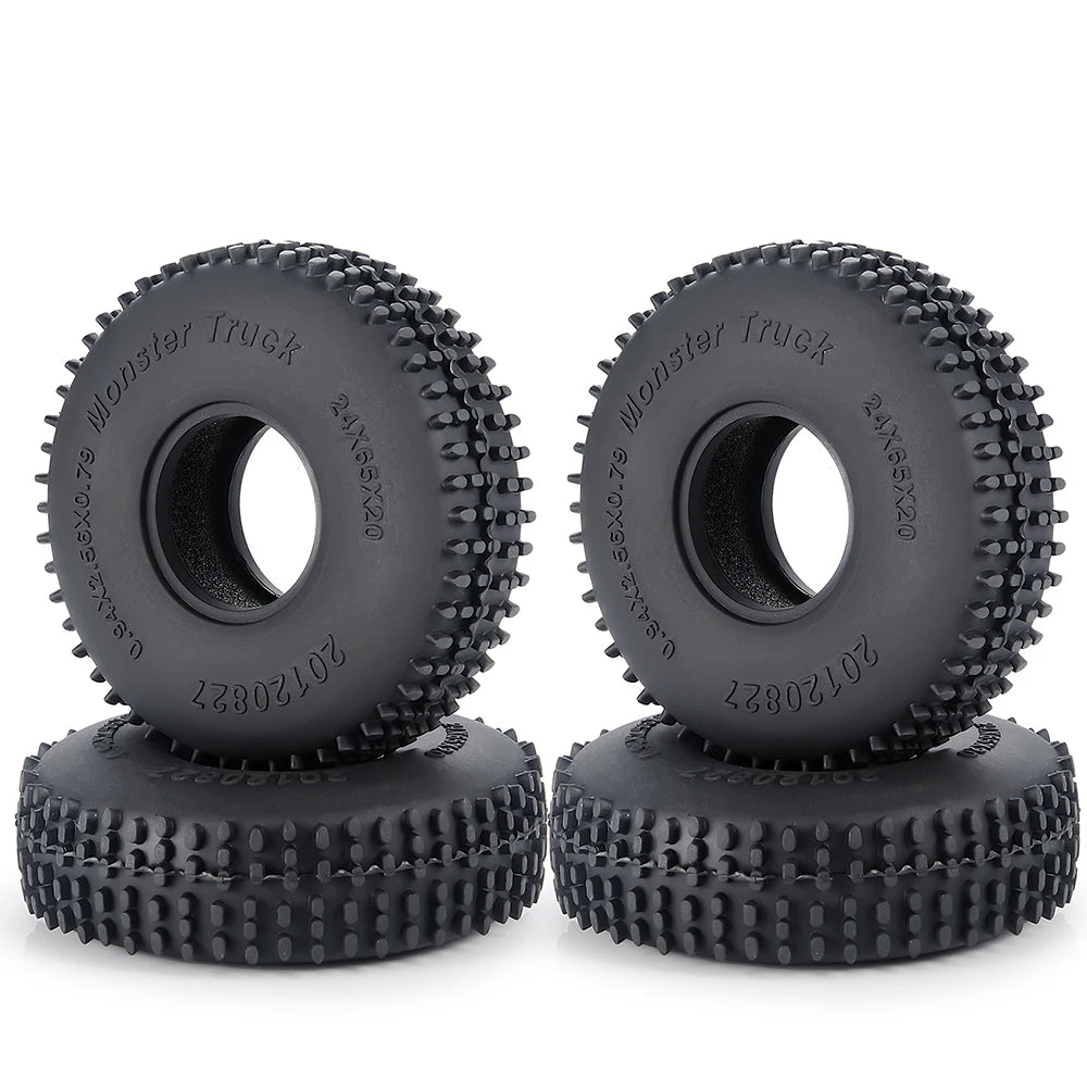 4PCS Rubber Tyres for 1/18 1/24 Axial SCX24 TRX4M Micro Crawler detail view