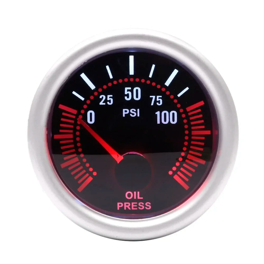 52mm Car Gauge Set | 12V Universal Tachometer Boost Meter Water Temp Oil Temp Oil Pres close-up view