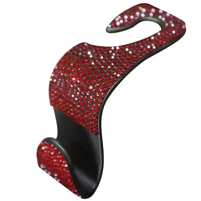 Rhinestone Car Seat Back Hook Bling Diamond Hanger Auto Back Universal Headrest Mount St detail view