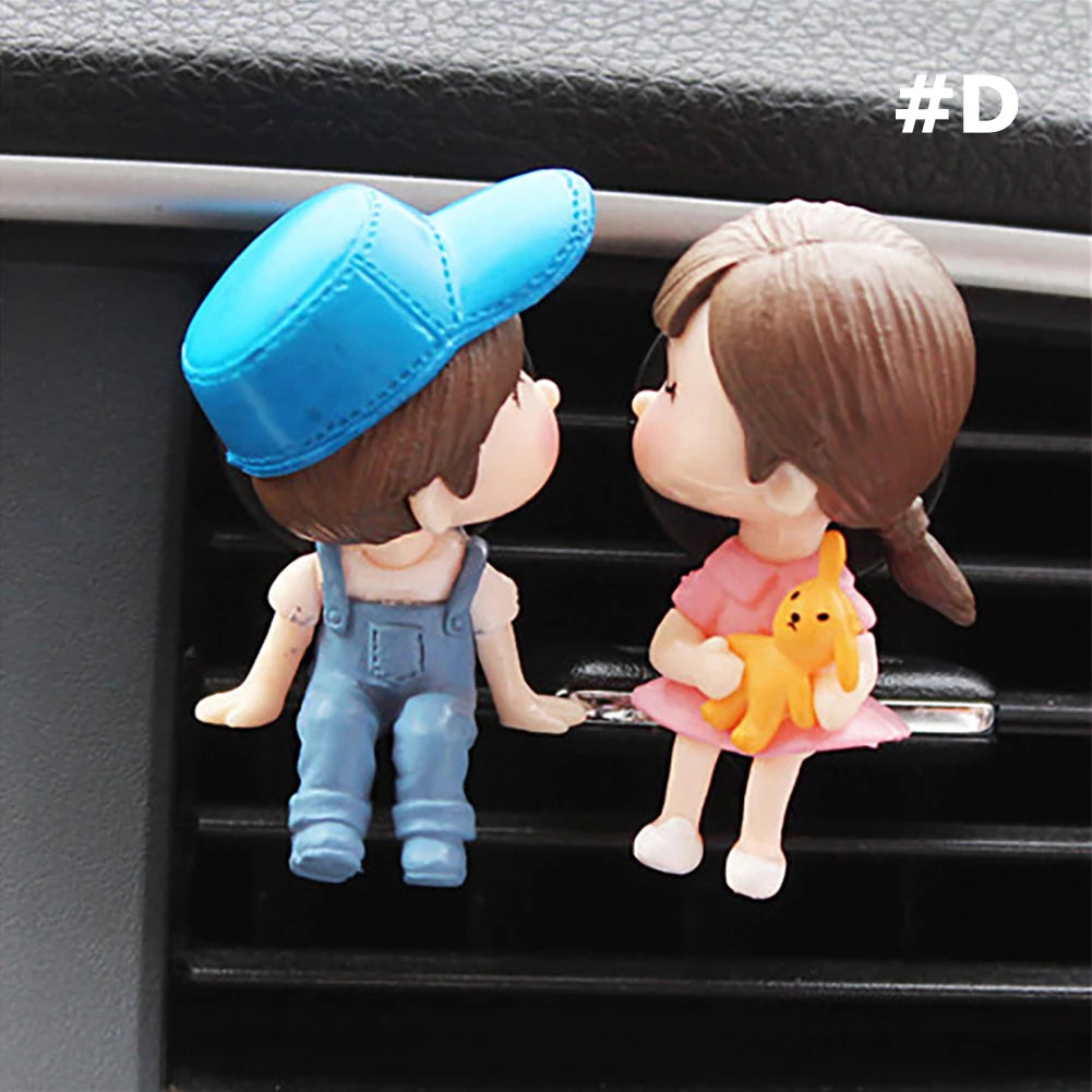 Lovely Couple Car Air Vent Freshener Essential Oil Perfume Clip Scent Aromas Diffuser Decor Fragrance Auto Interior Accessories