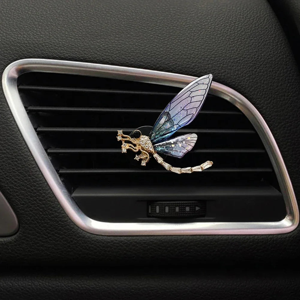 Butterfly Car Perfume Clip Dragonfly Shape Shiny Rhinestone Auto Air Outlet Freshener Perfume Clip for Car Accessories Interior