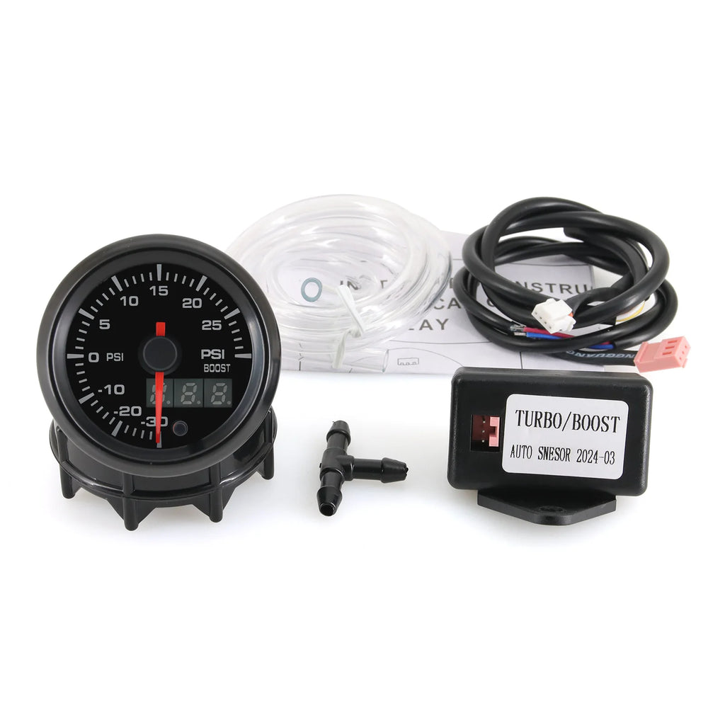 New 52mm 7 Color LED Car Gauge Set | Universal 12V Gauge close-up view