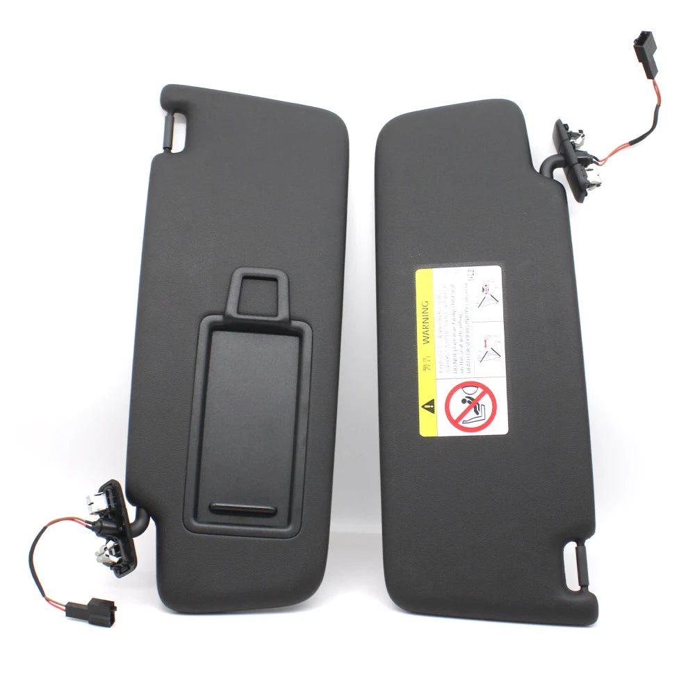 LHD Black Car Left Right Sun Shade Visor Panel Makeup Cosmetic Mirror Cover For Porsche Macan 2014-2024 95B857551 95B857552