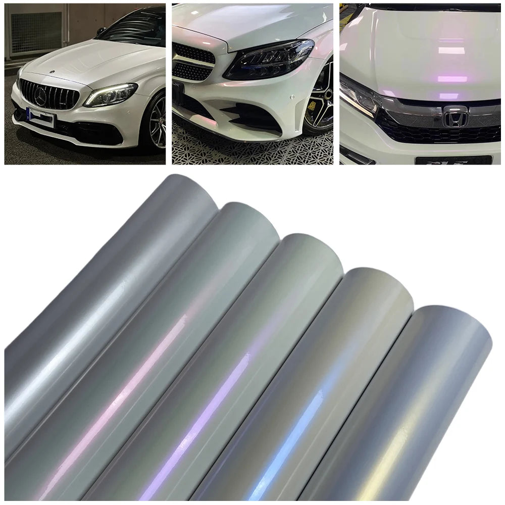 Glossy Pearl White Vinyl Car Wrap Film Red Blue Purple Color Change Chameleon Vinyl Film Foil for Ve
