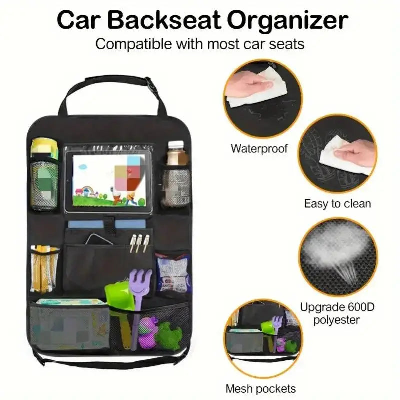 1pc Multifunctional Oxford Cloth Car Seat Storage Bag with Backrest Hanging Storage Bag, detail view