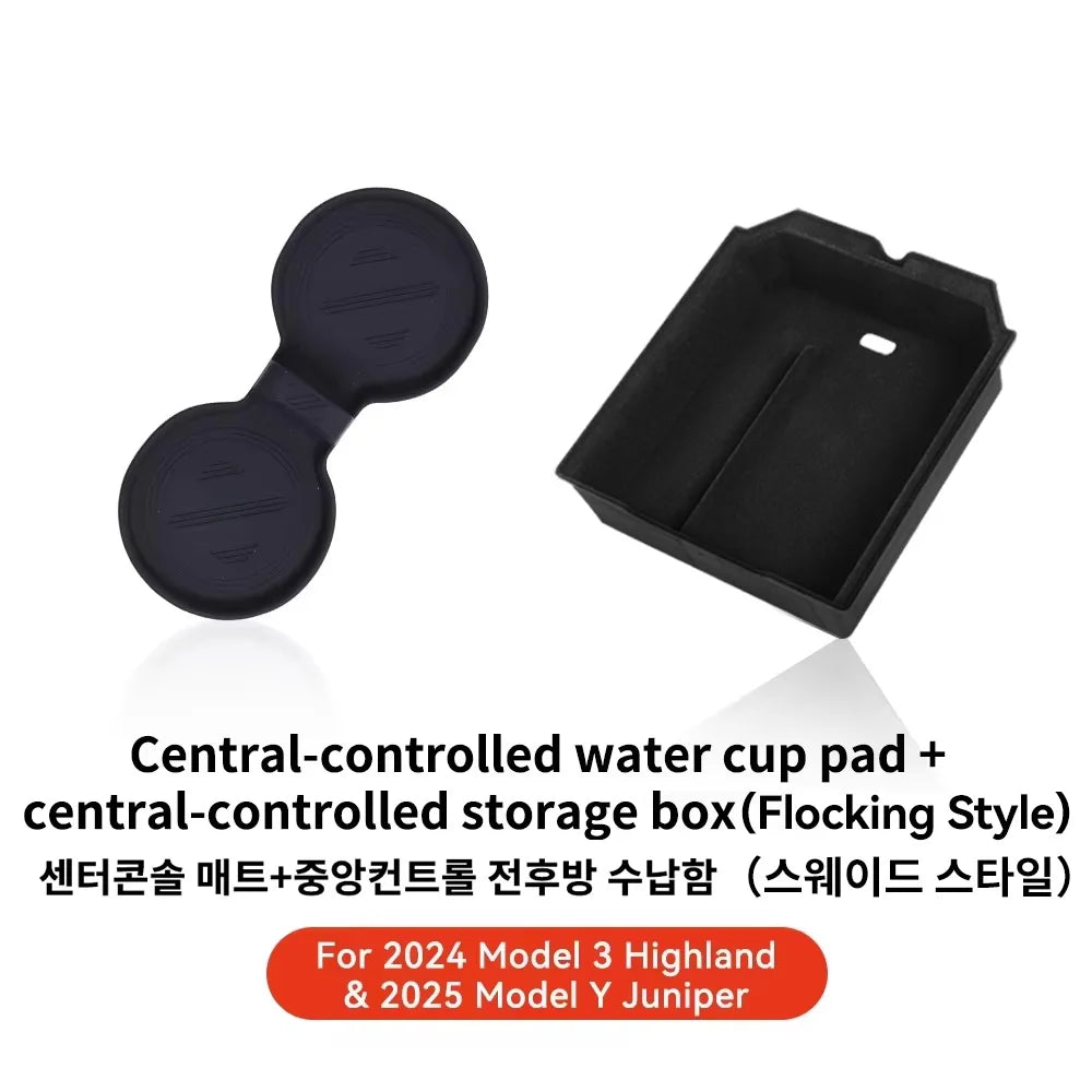 YZ For Tesla Highland Model 3 Y Juniper Hidden Storage Center Console Armrest Front and detail view