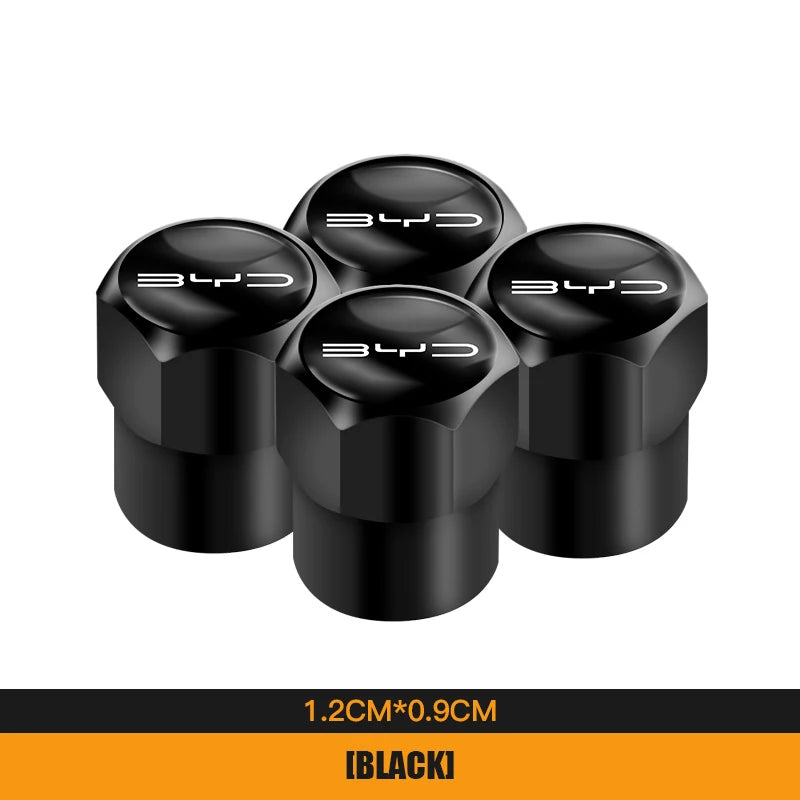 4Pcs Aluminum Alloy Tire Valve Caps for BYD Models | Waterproof Dustproof Cover Set lifestyle view