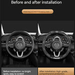 Mazda Carbon Fiber & Leather Steering Wheel Cover | Premium Interior Upgrade detail view