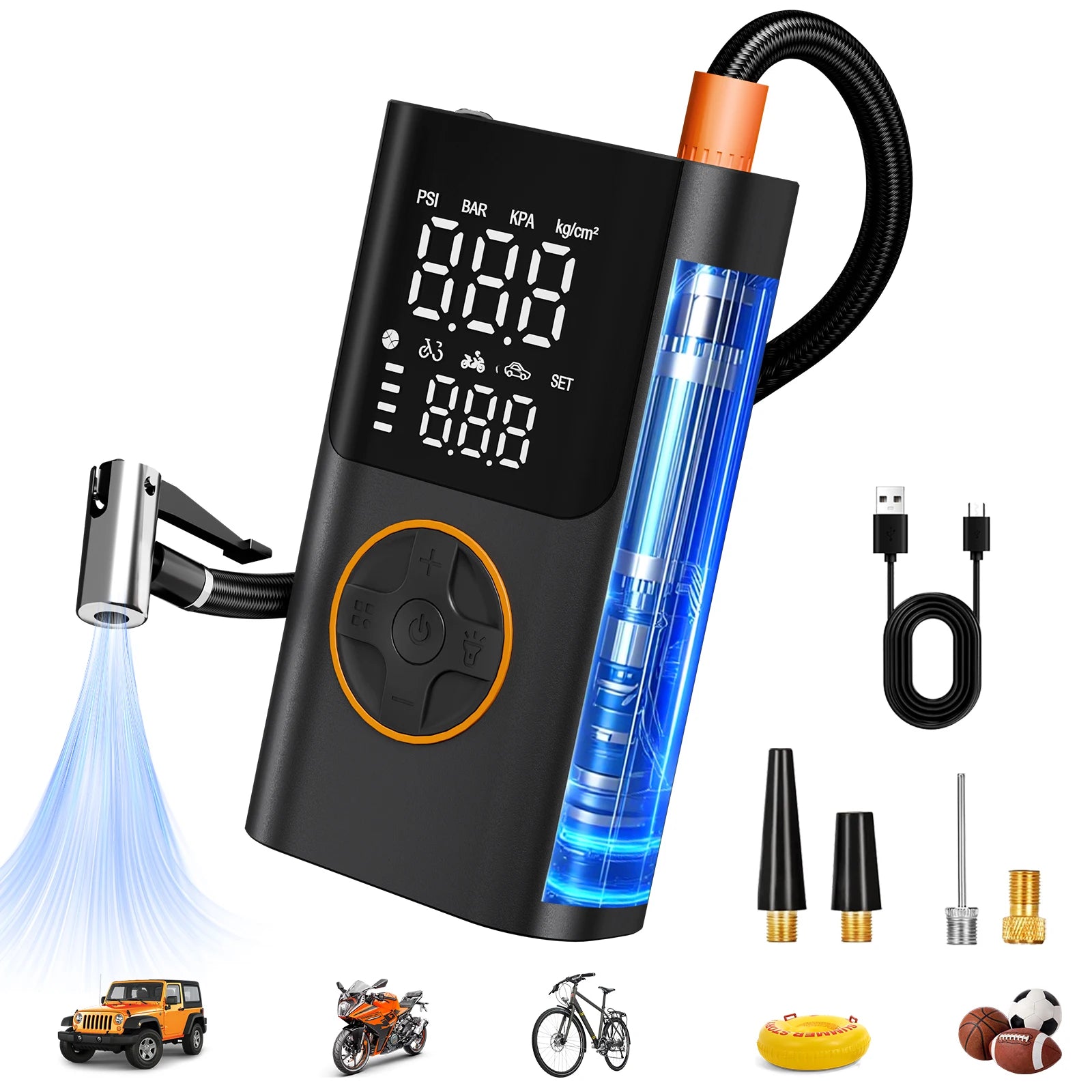 Wireless Air Compressor 150PSI Air Pump | Portable Digital Tire Inflator with USB Output