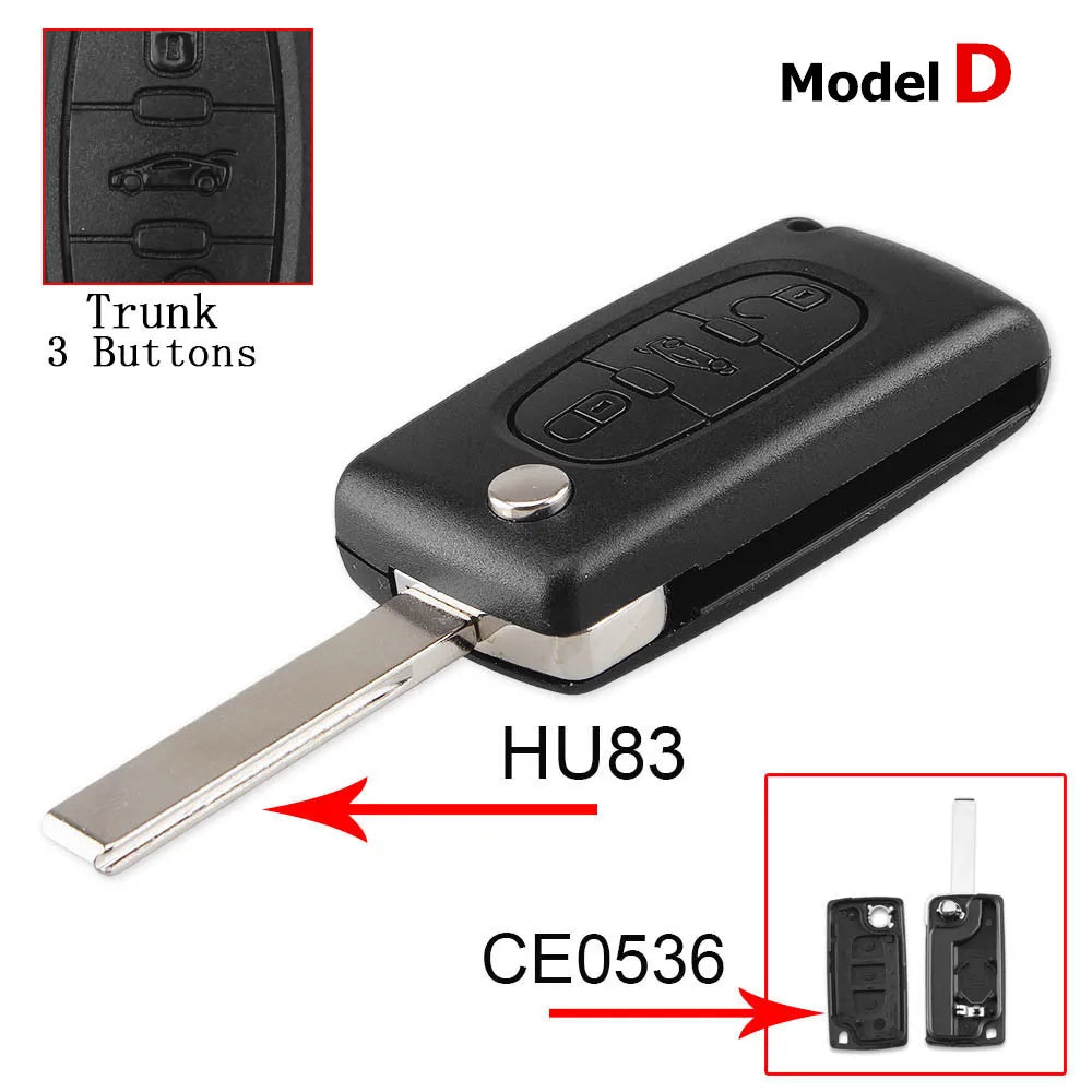 2 / 3 / 4 Buttons Remote Key Case Fit for Peugeot 207 307 308 407 607 807 Citroen C2 alternate view