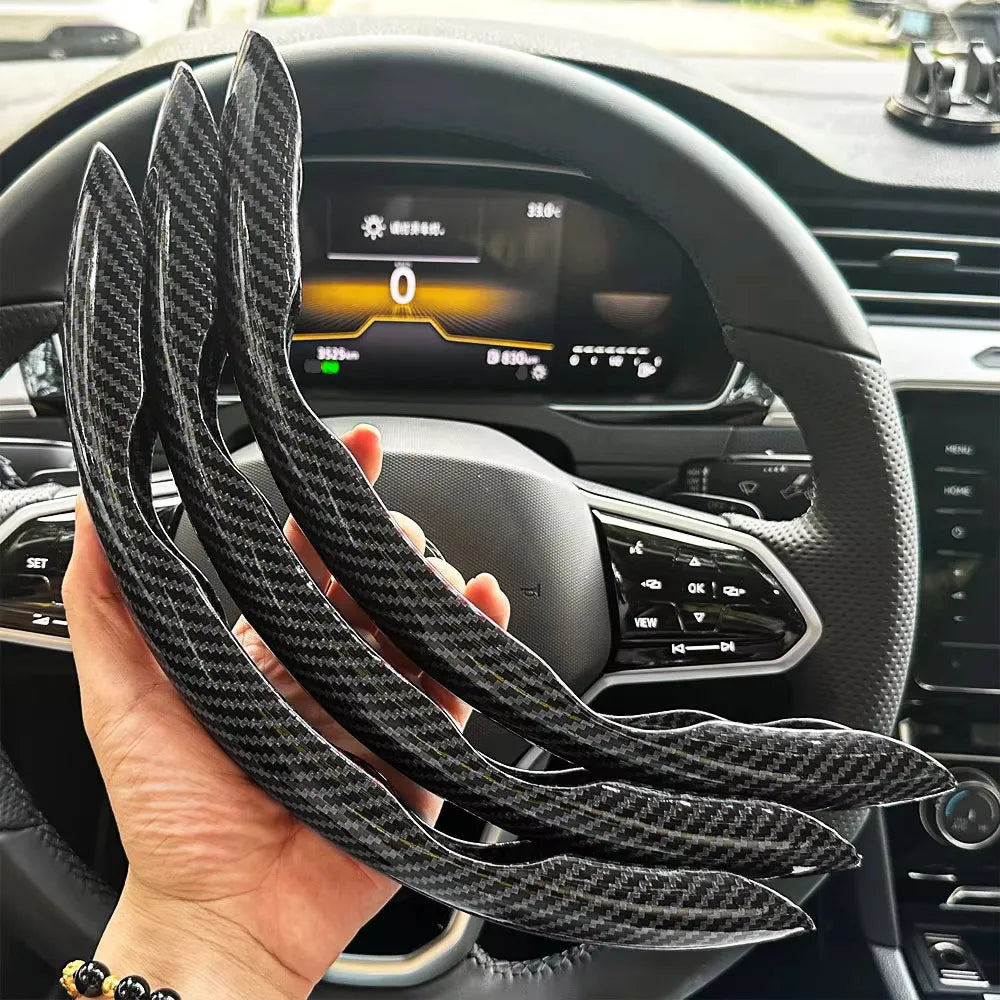Laser Carbon Fiber Steering Wheel Cover 3 Pcs