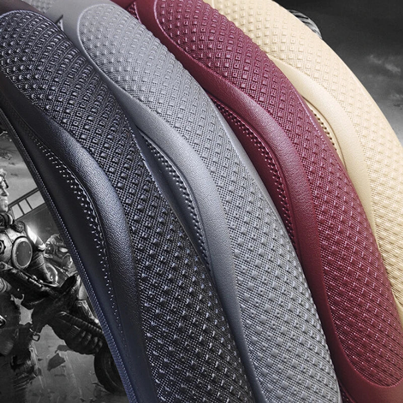 [FE] [FE] Universal Auto Car Steering Wheel Cover Leather Breathable Anti-slip 38cm detail view