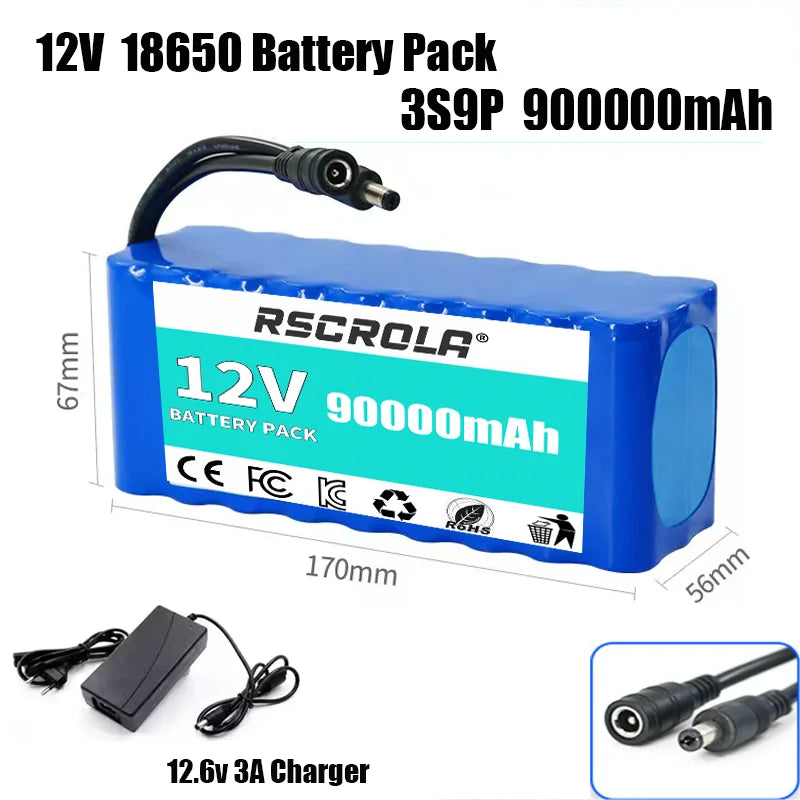 12V 18650 Lithium Battery Pack with BMS and Charger additional angle