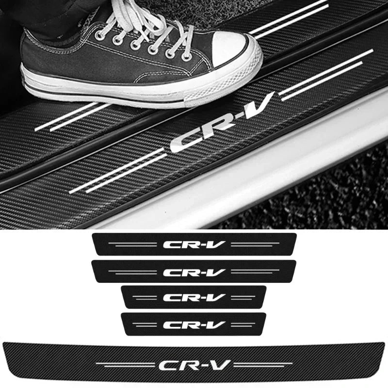 Carbon Fiber Car Door Sill Protector Trunk Guard Bumper Stickers Decals for Honda CR-V CRV Logo 2021 2019 2018 2017 Accessories